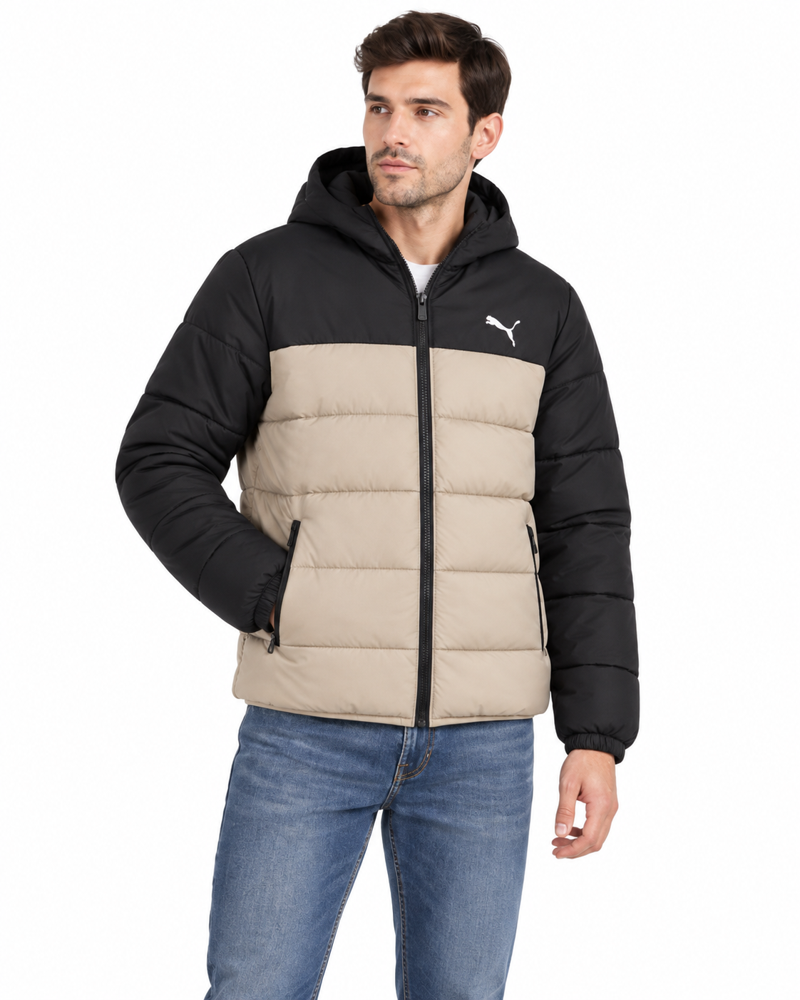 🧥 Geacă Puma Essentials Hooded Padded 685211-55 – Ice Coffee/Negru