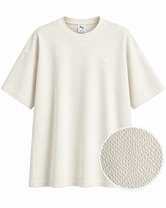 🤍 Tricou PUMA ESS ELEVATED Relaxed Tee – Alpine Snow | Relaxed Fit 👕