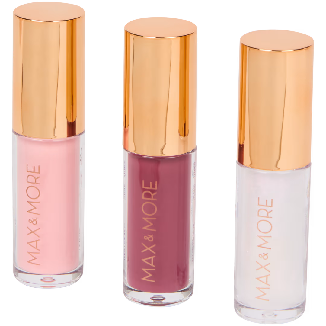 💄 Max & More Triple Shine Lip Set – 3 bucăți