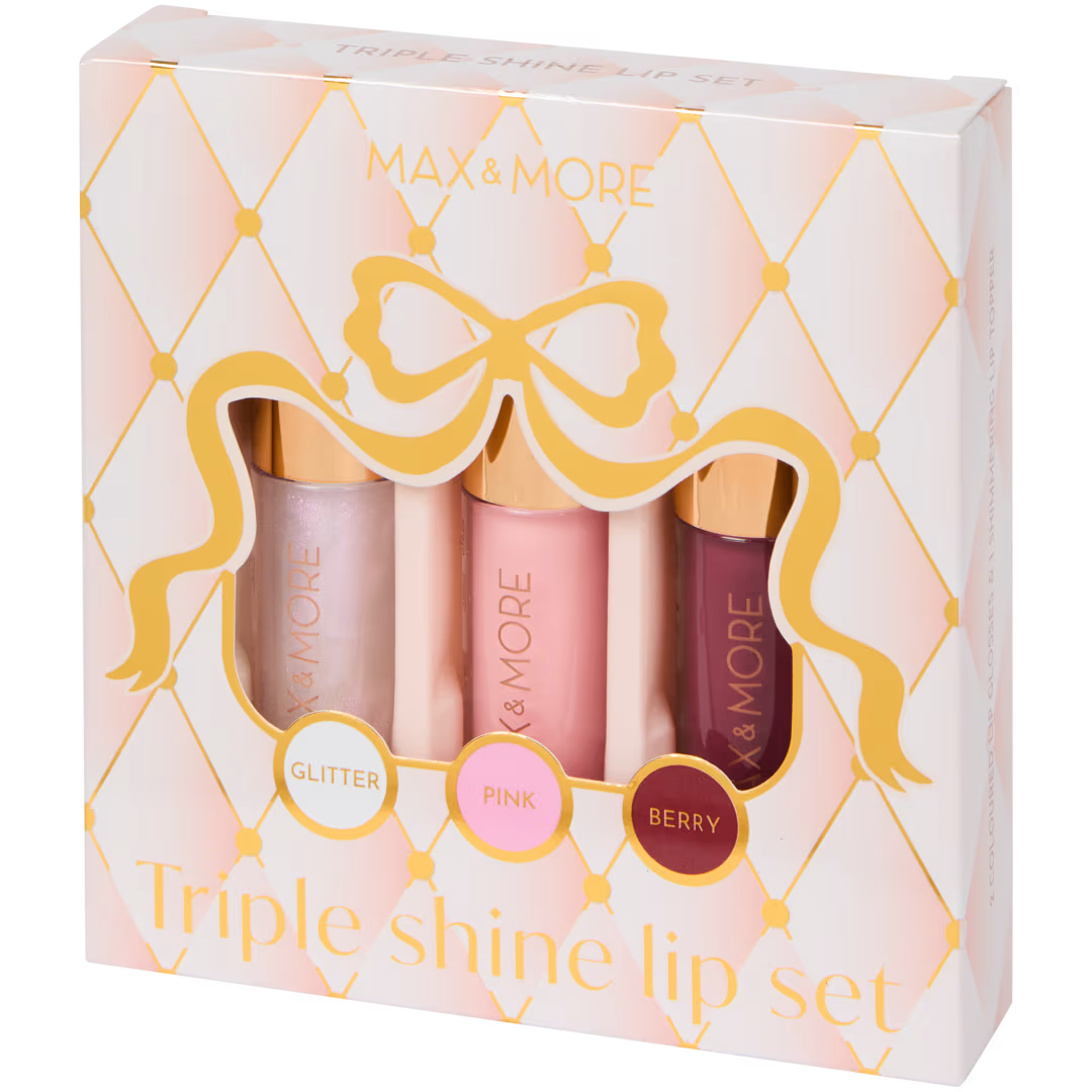 💄 Max & More Triple Shine Lip Set – 3 bucăți