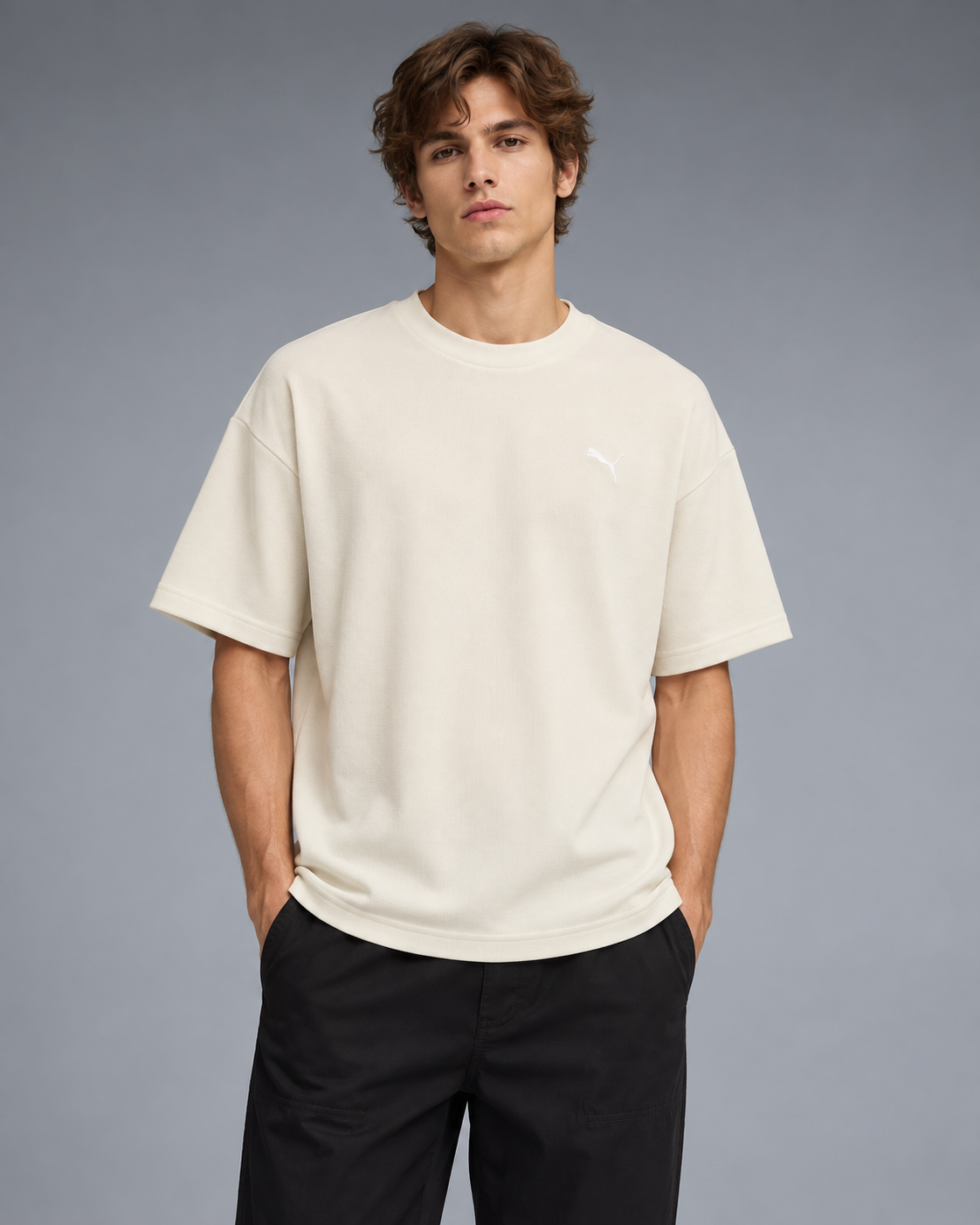 🤍 Tricou PUMA ESS ELEVATED Relaxed Tee – Alpine Snow | Relaxed Fit 👕